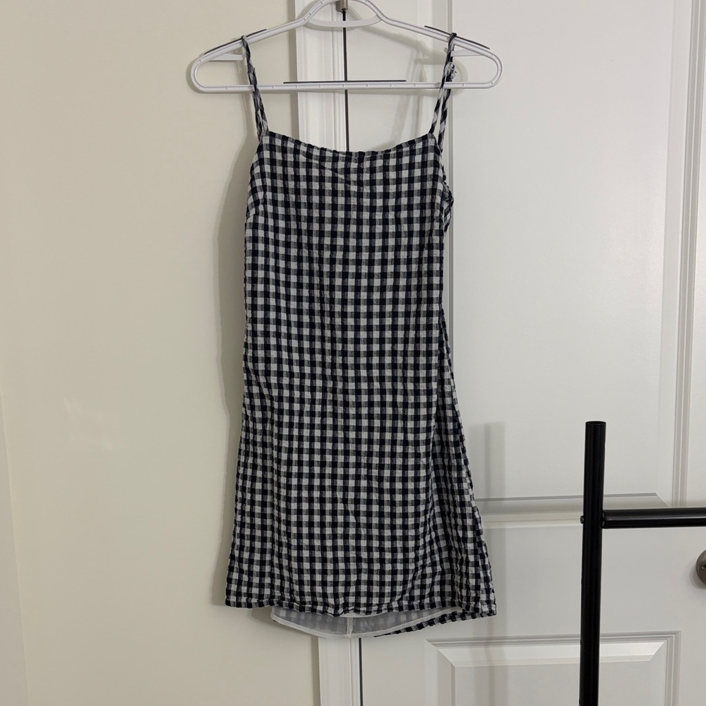 Navy and White Checkered Dress